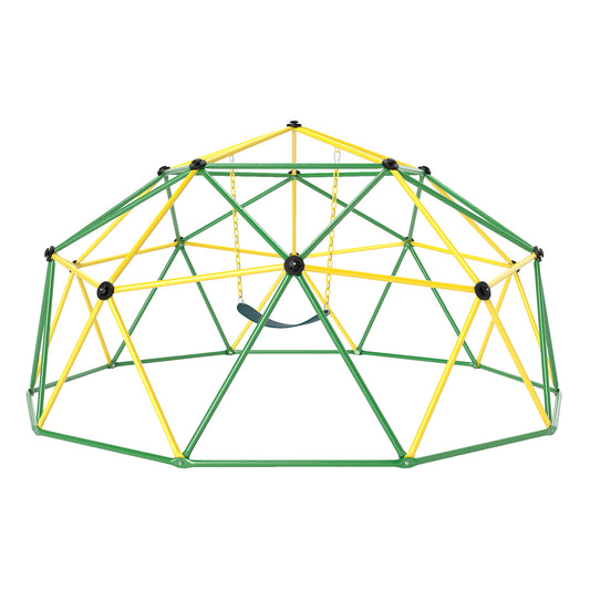 10 Feet Dome Climber with Swing and 800 Lbs Load Capacity-Green Kids Crystal