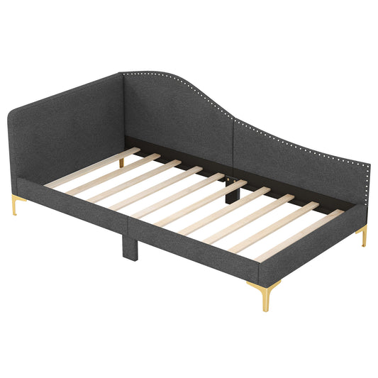 Full/Twin Size Rivet-Tufted Platform Bed with Metal Legs and Wood Slats-Twin Size Kids Crystal