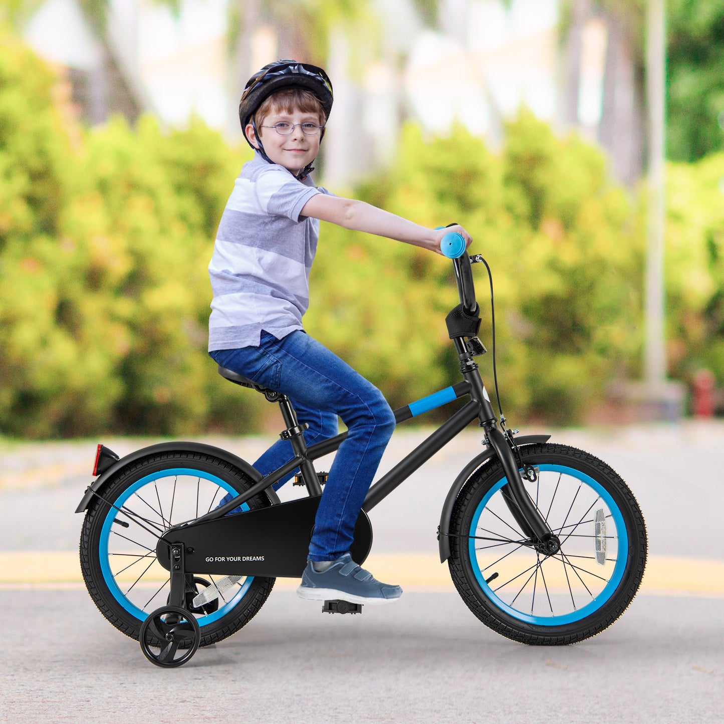 Kids Bike with Adjustable Handlebar and Saddle Black-16 inches Kids Crystal