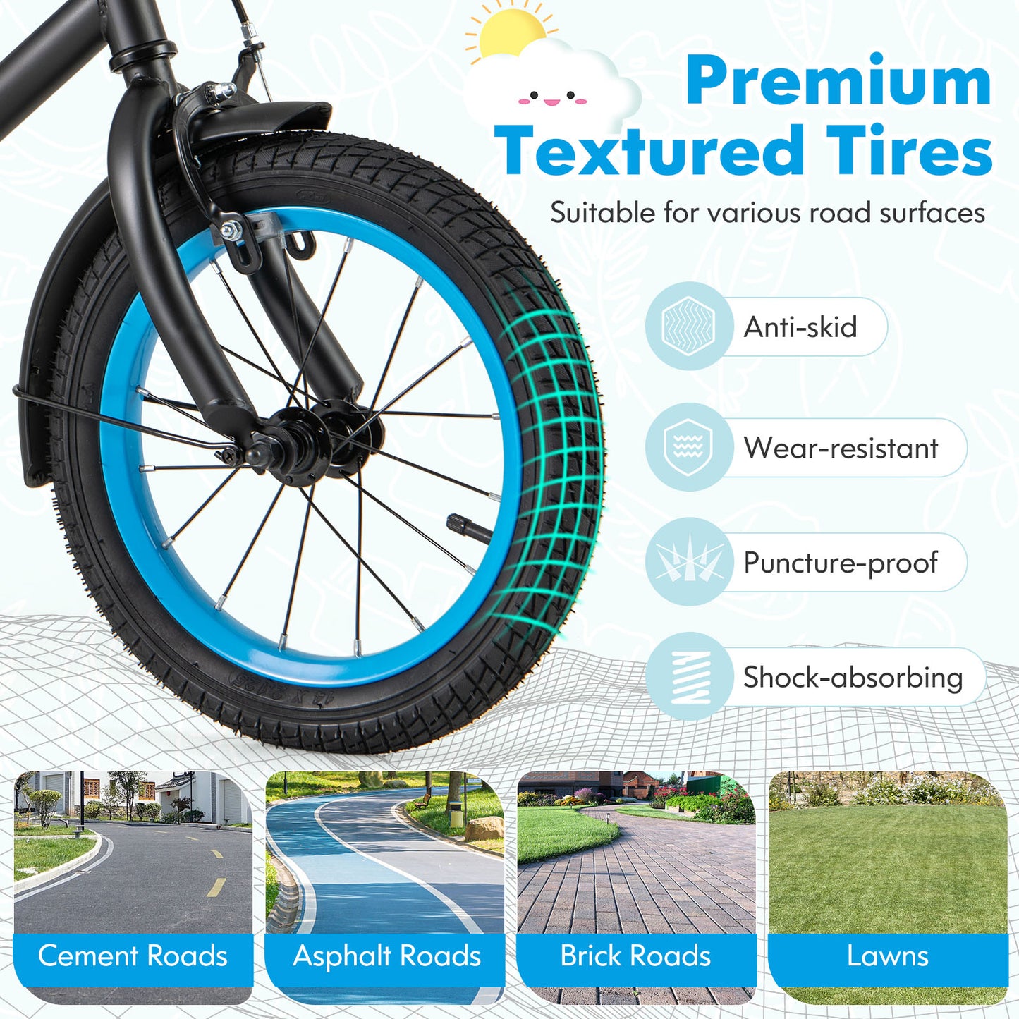 Kids Bike with Adjustable Handlebar and Saddle Black-14 inches Kids Crystal