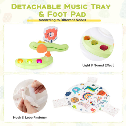 Baby Activity Center Height Adjustable Baby Bouncing Saucer with Interactive Toys-Yellow