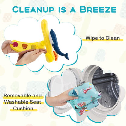 Baby Activity Center Height Adjustable Baby Bouncing Saucer with Interactive Toys-Light Blue