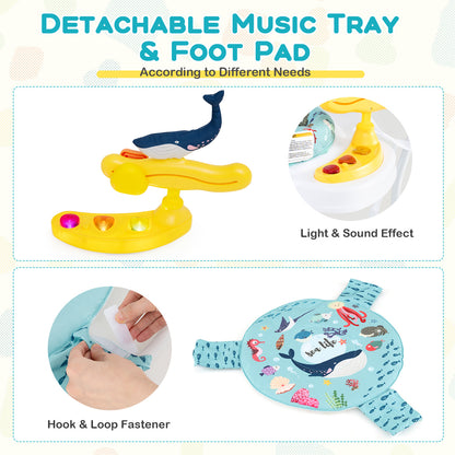 Baby Activity Center Height Adjustable Baby Bouncing Saucer with Interactive Toys-Light Blue