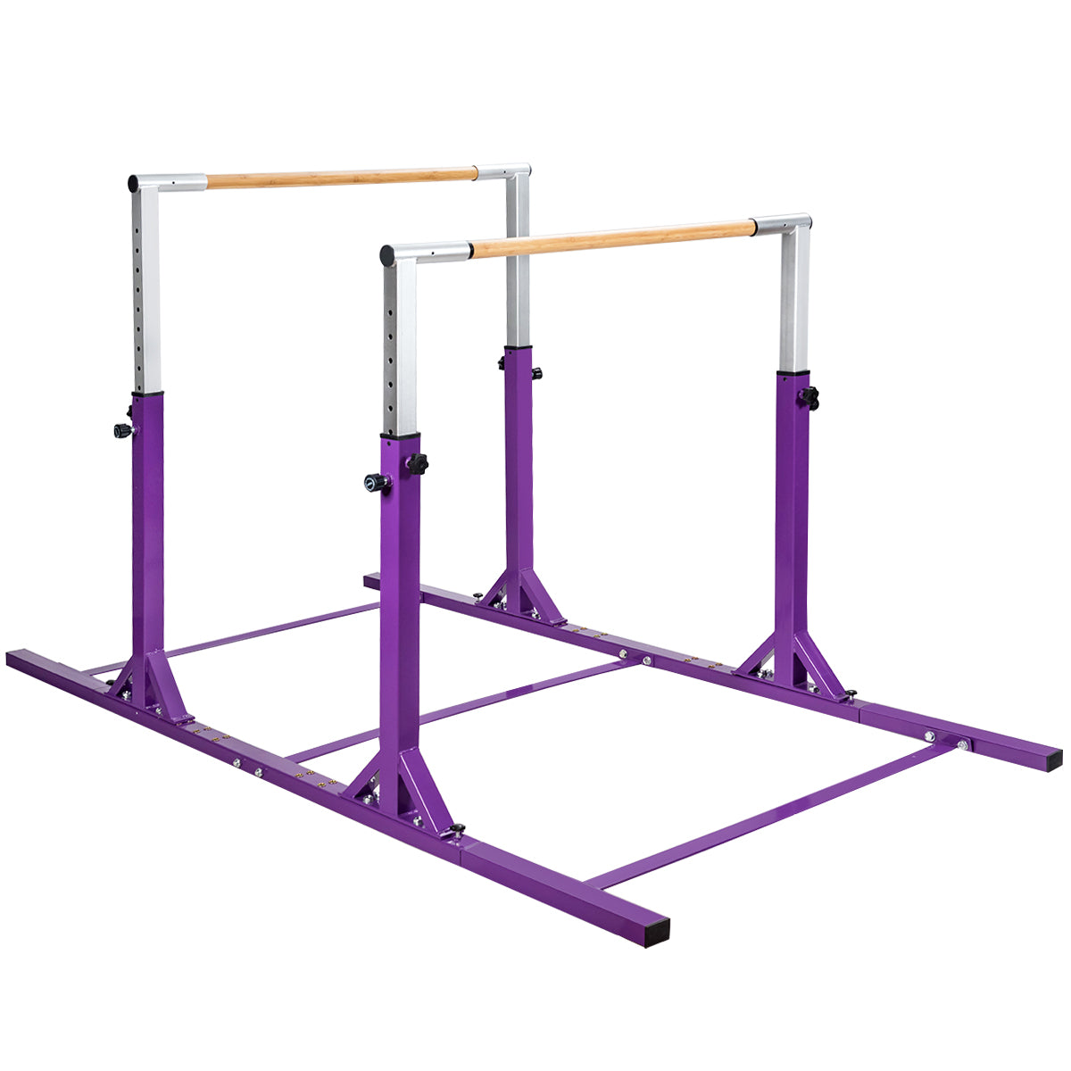 Kids Double Horizontal Bars Gymnastic Training Parallel Bars Adjustable-Purple Kids Crystal