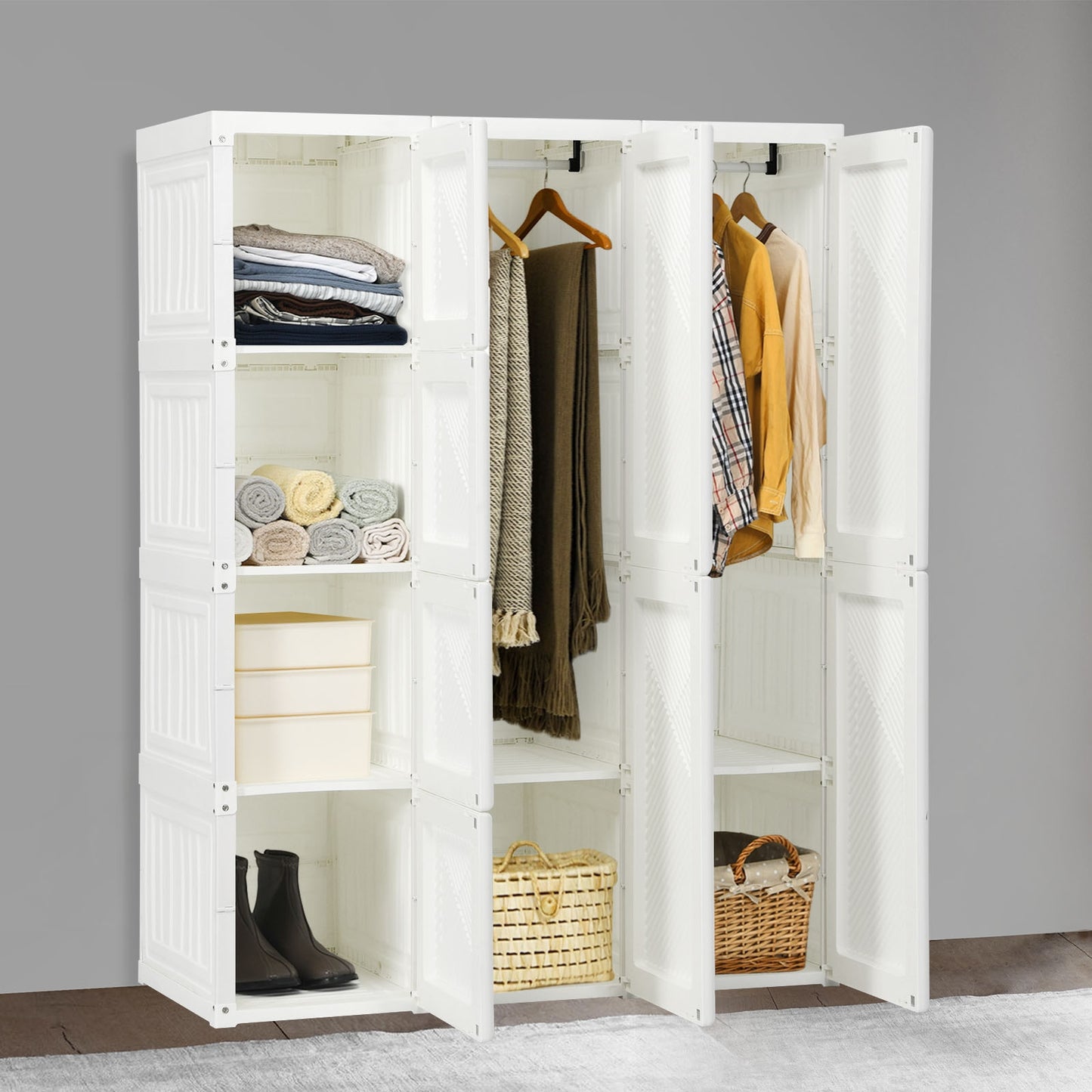 Foldable Closet Clothes Organizer with 8 Cubby Storage Kids Crystal