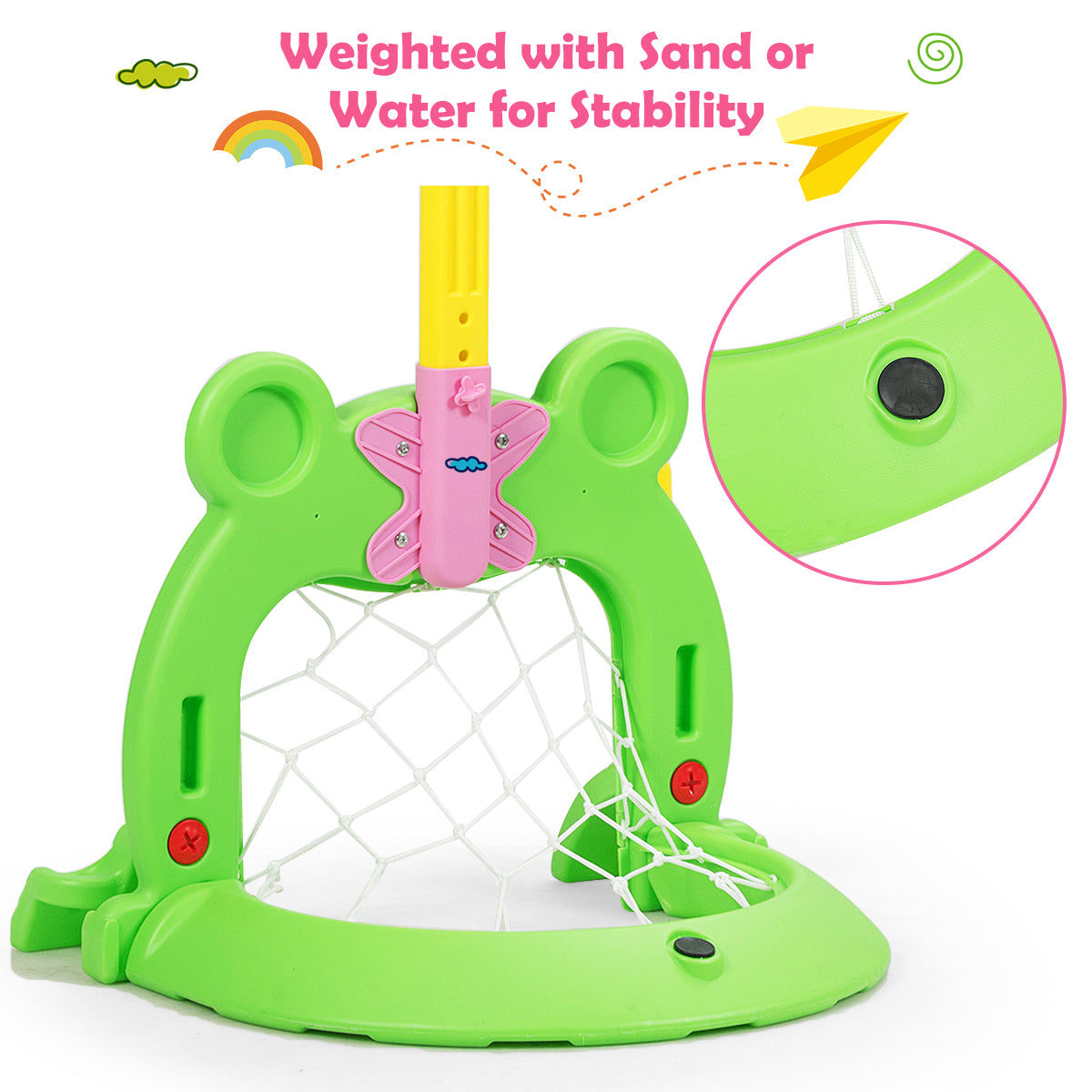 3-in-1 Kids Basketball Hoop Set Stand Kids Crystal