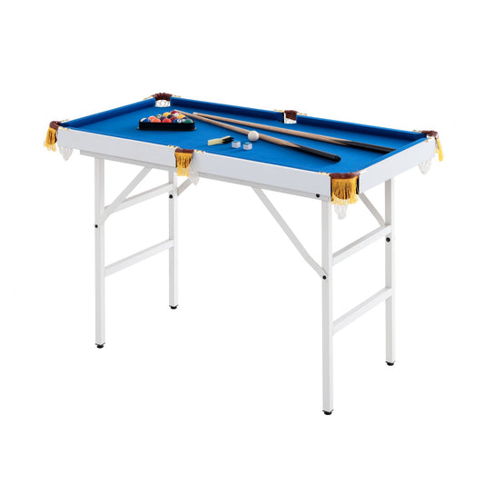 47 Inch Folding Billiard Table with Cues and Brush Chalk-Blue Kids Crystal