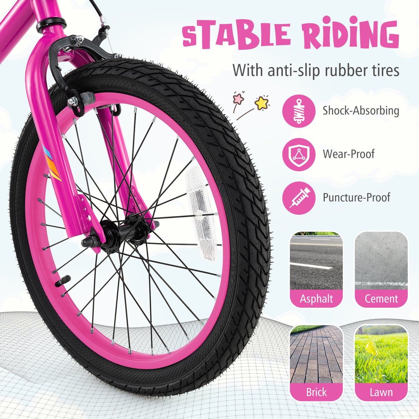 18 Inch LED Lighted Kids Bike with Training Wheels and Headlight for Ages 4-8 Years-18 inches Kids Crystal
