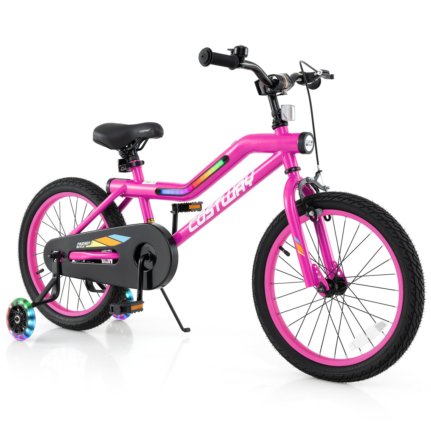 18 Inch LED Lighted Kids Bike with Training Wheels and Headlight for Ages 4-8 Years-18 inches Kids Crystal
