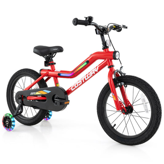 16 Inch Kids Bike with LED Lights Adjustable Carbon Steel Bicycle for 4-7 Years Old-16 inches Kids Crystal