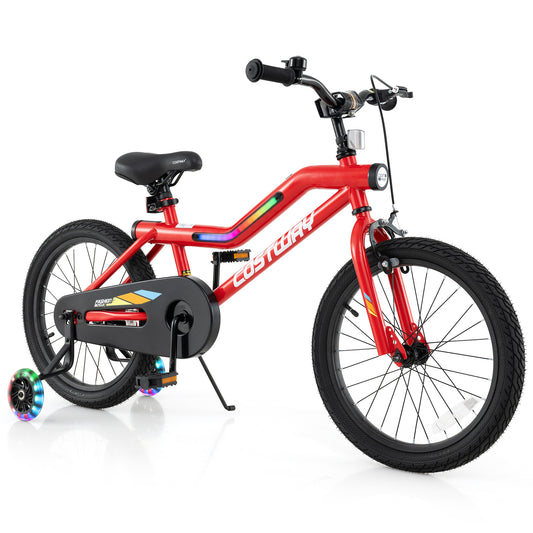 18 Inch Kids Bike with LED Lights Adjustable Carbon Steel Bicycle for 4-8 Years Old-18 inches Kids Crystal