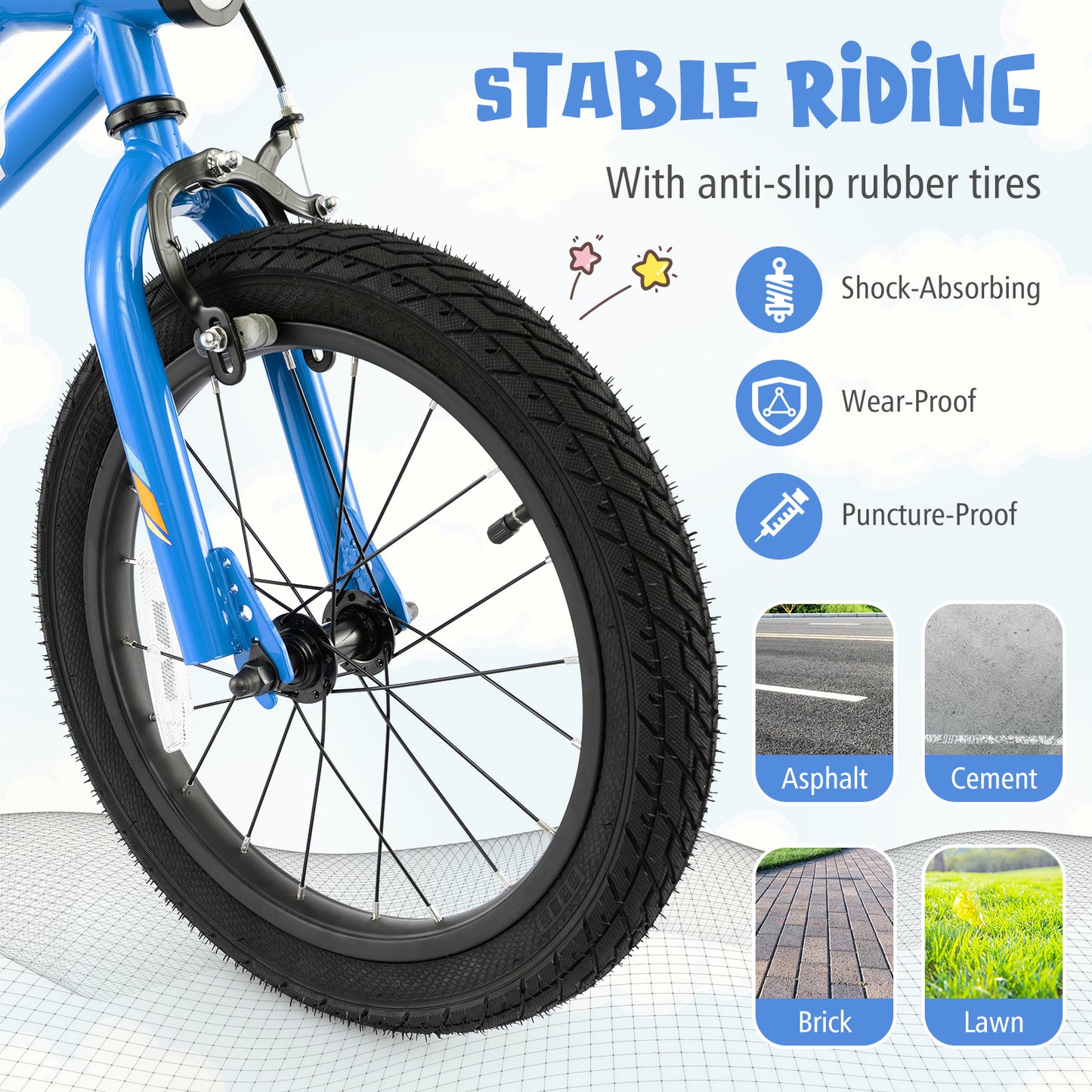16 Inch Kids Bike LED Lighted Adjustable with Training Wheels for 4-7 Years Old Kids-16 inches Kids Crystal