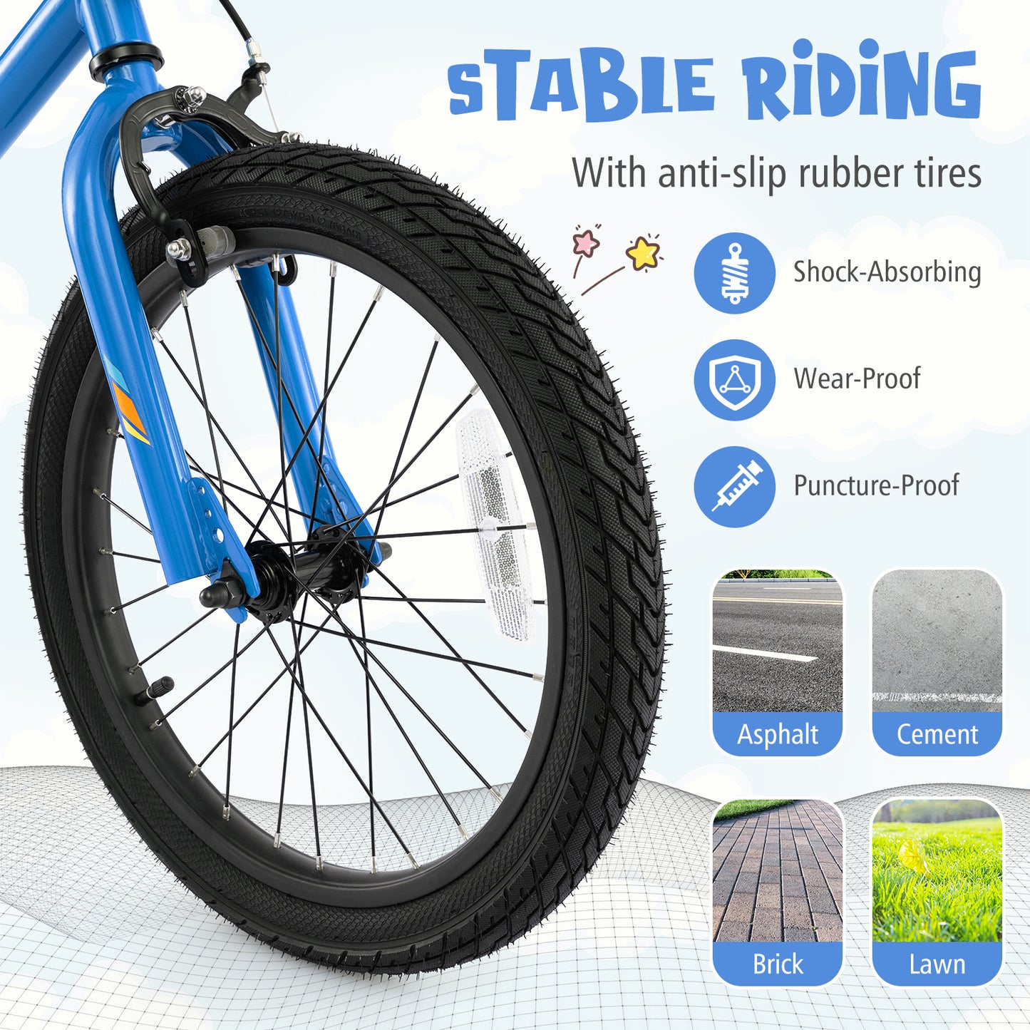 18 Inch Kids Bike LED Lighted Adjustable with Training Wheels for 4-8 Years Old Kids-18 inches Kids Crystal