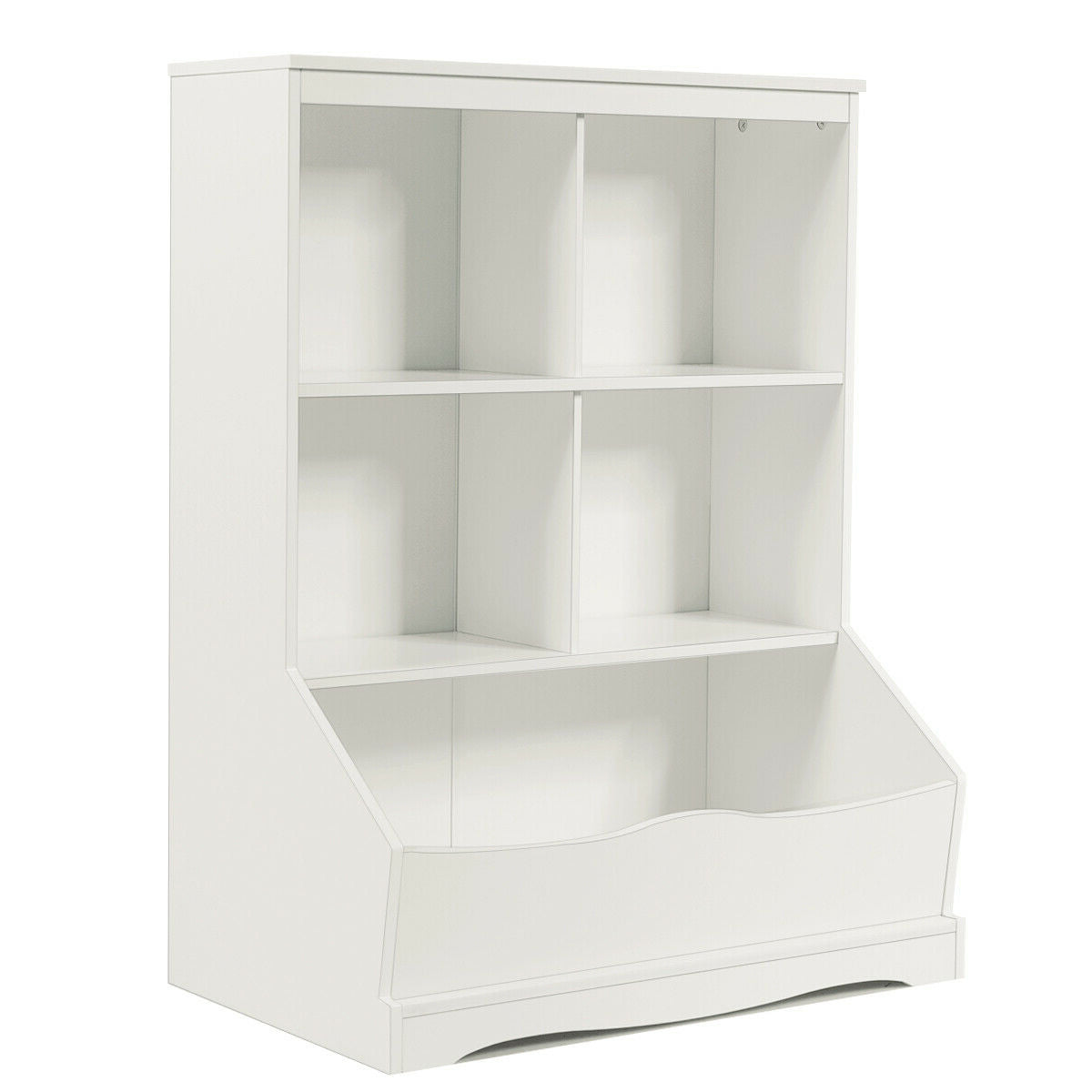 3-Tier Children's Multi-Functional Bookcase Toy Storage Bin Floor Cabinet-White Kids Crystal
