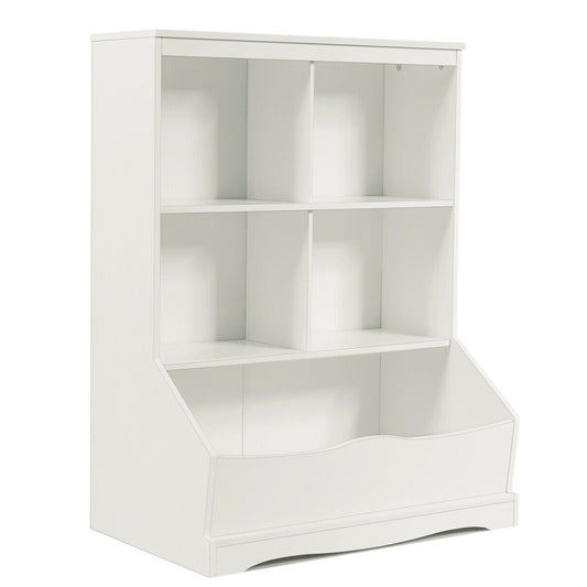 3-Tier Children's Multi-Functional Bookcase Toy Storage Bin Floor Cabinet-White Kids Crystal