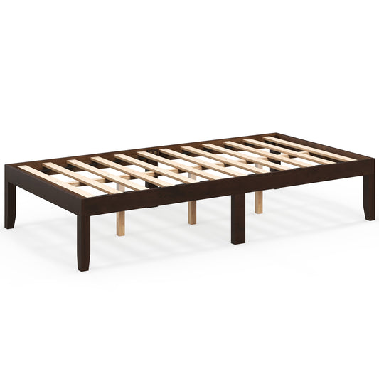 14 Inch Twin Wood Platform Bed Frame with Wooden Slats Support-Espresso Kids Crystal