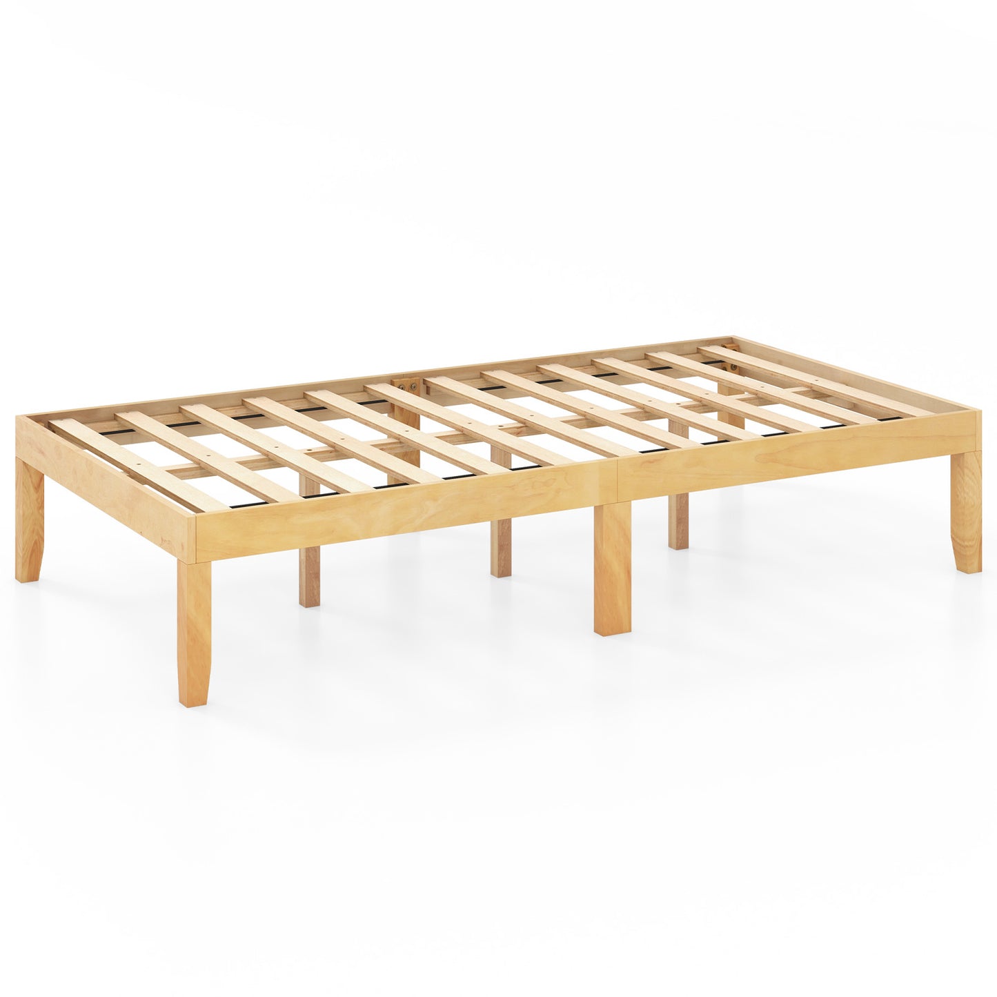 14 Inch Twin Wood Platform Bed Frame with Wooden Slats Support-Natural Kids Crystal