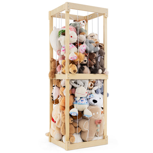 300L Large Stuffed Animal Storage with Open Top and Elastic Cords-Natural Kids Crystal