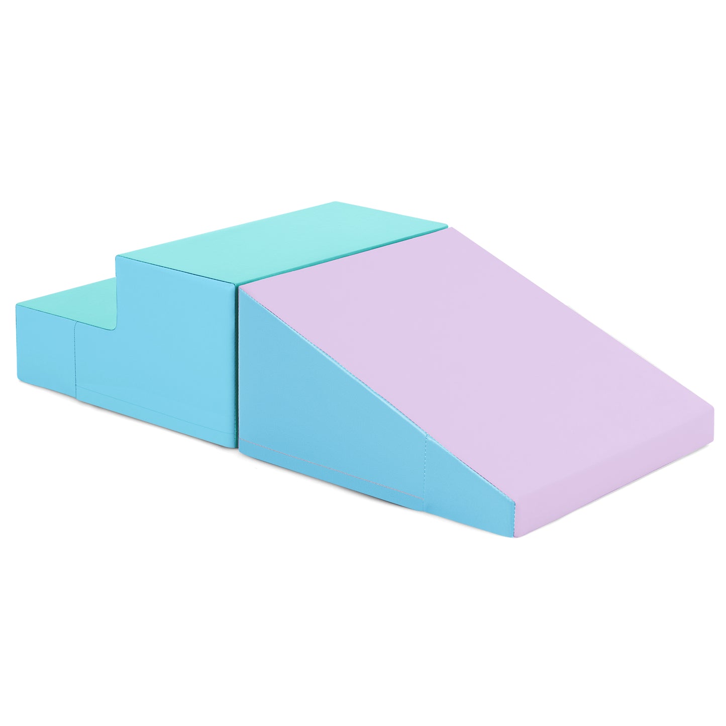 2-Piece Step and Slide Climber for Infants and Toddlers Baby Soft Play Set Foam Blocks-Blue Kids Crystal