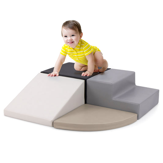 4-Piece Climb and Crawl Foam Block Play Set for Infant Baby-Black Kids Crystal