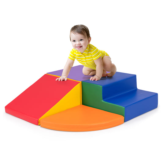 4-Piece Climb and Crawl Foam Block Play Set for Infant Baby-Red Kids Crystal