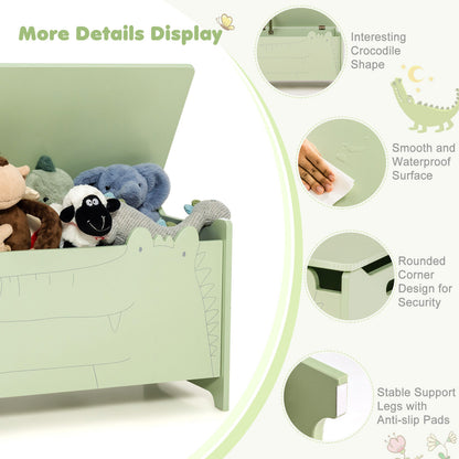 Wooden Kids Toy Box with Safety Hinge-Green