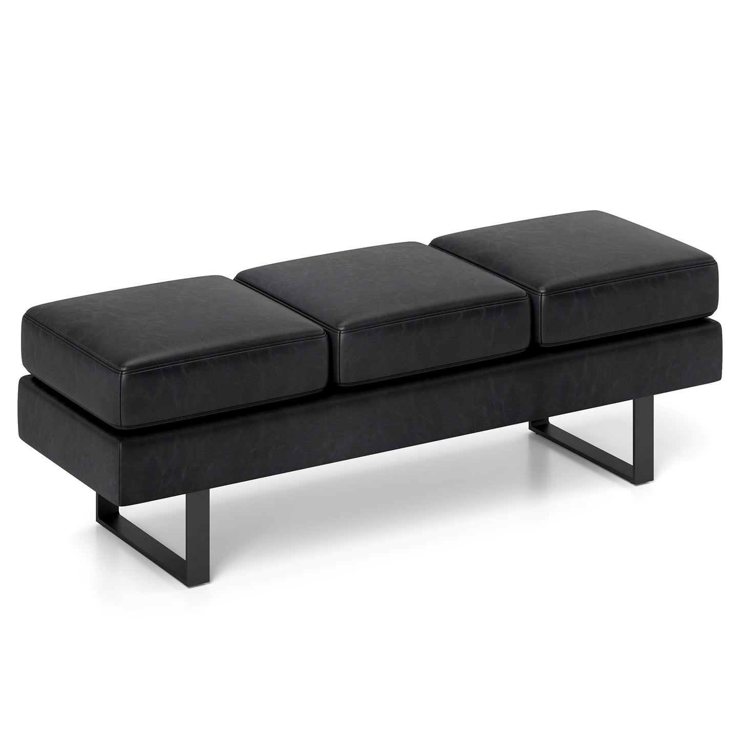 Waiting Room Bench Seating Long Bench with Metal Frame Leg-Black Kids Crystal