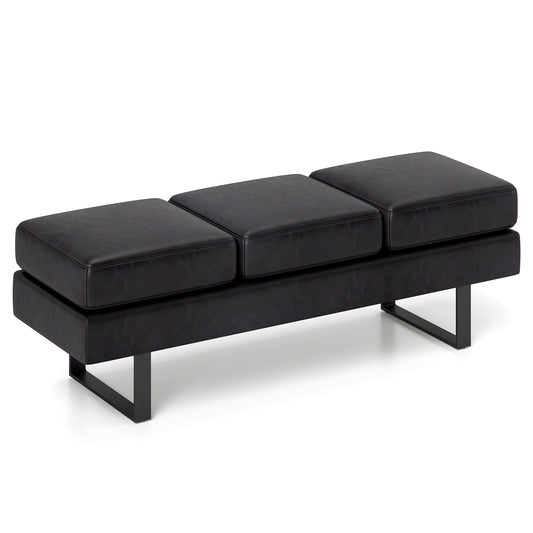 Waiting Room Bench Seating Long Bench with Metal Frame Leg-Black Kids Crystal