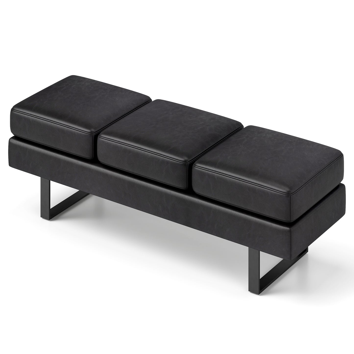 Waiting Room Bench Seating Long Bench with Metal Frame Leg-Black Kids Crystal