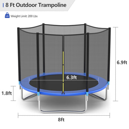 8 feet Safety Jumping Round Trampoline with Spring Safety Pad