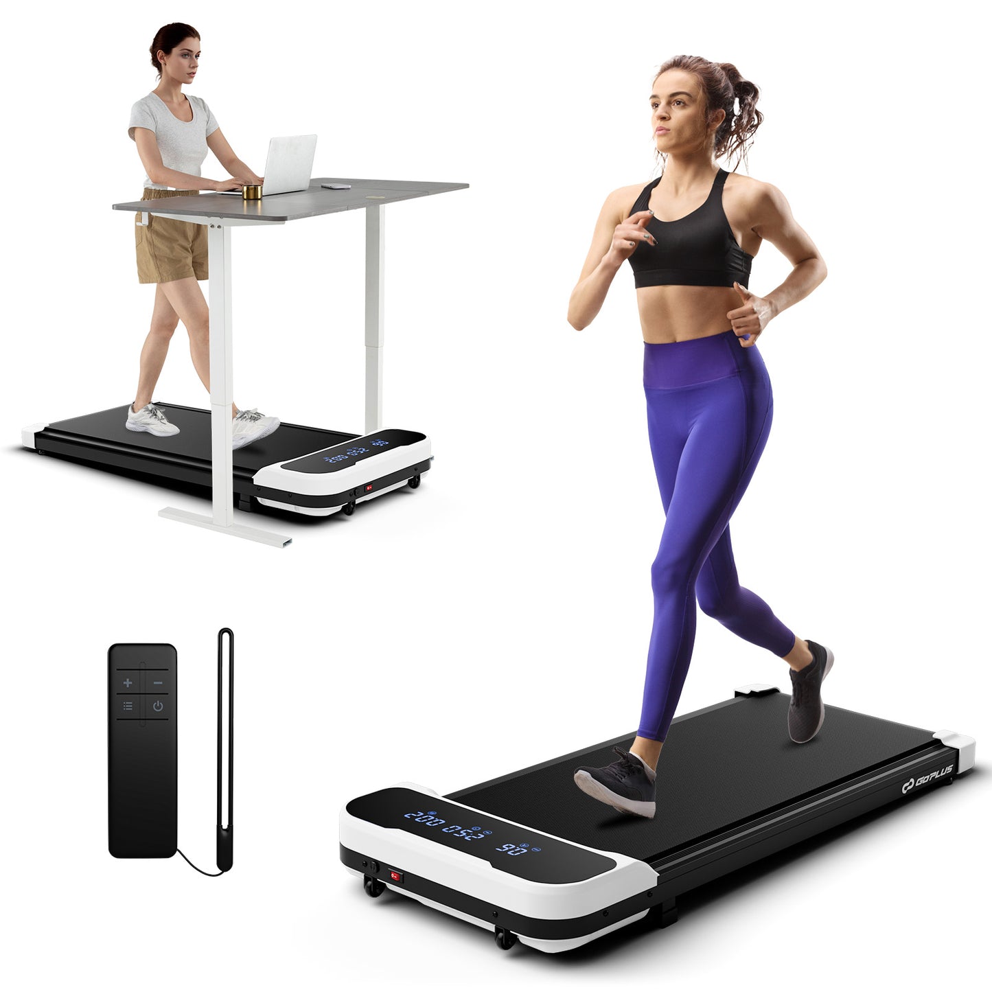 2.5HP Under Desk Treadmill with Remote Control and 3 Countdown Modes-White Kids Crystal
