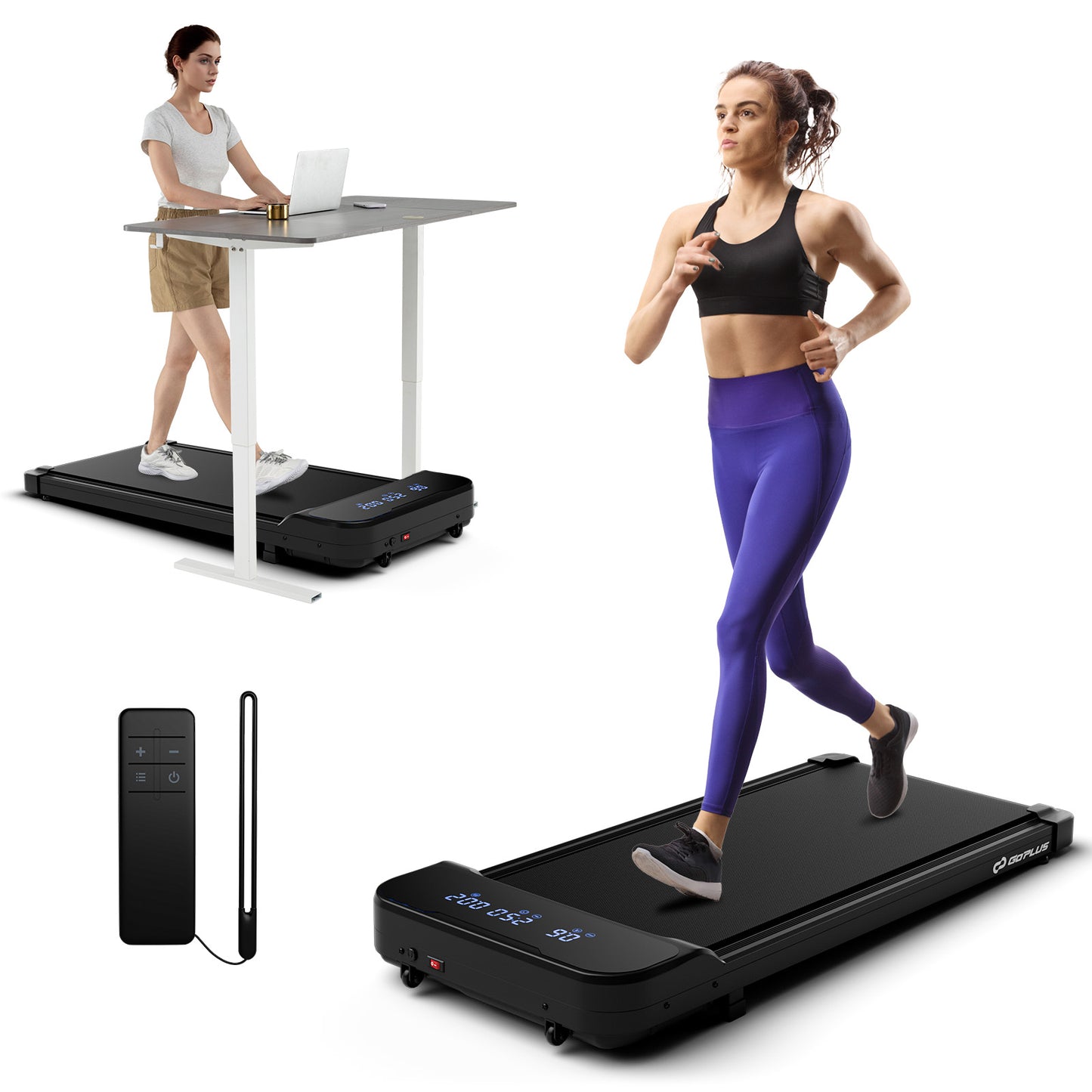 2.5HP Under Desk Treadmill with Remote Control and 3 Countdown Modes-Black Kids Crystal