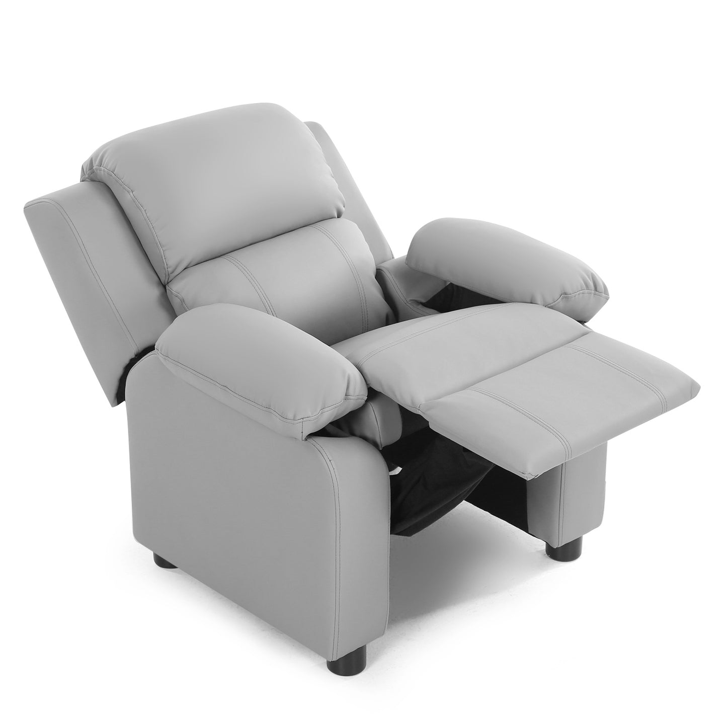 Kids Deluxe Headrest  Recliner Sofa Chair with Storage Arms-Gray