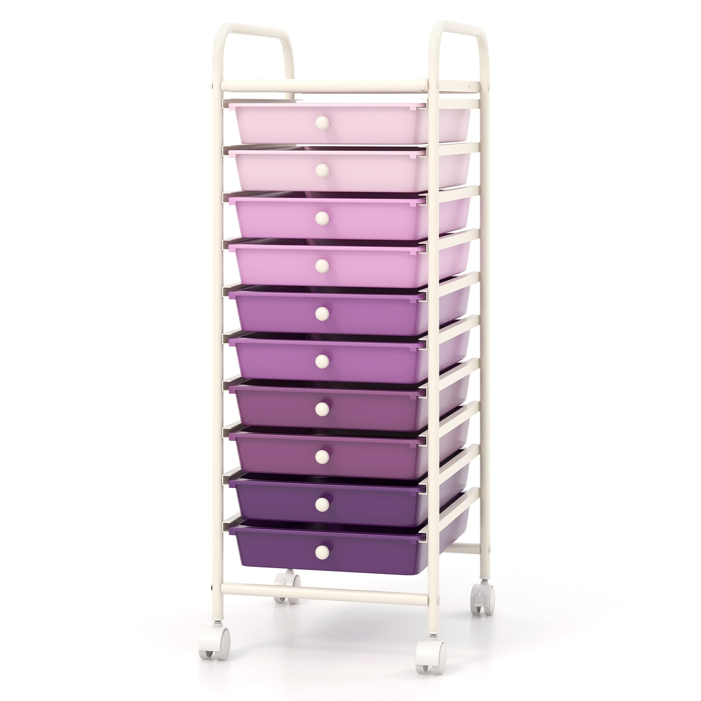 10 Drawer Rolling Storage Cart Organizer with 4 Universal Casters-Purple Kids Crystal