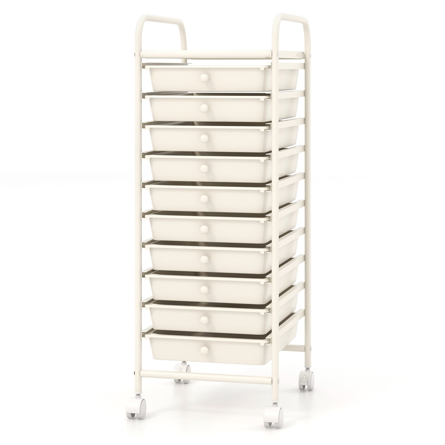 10 Drawer Rolling Storage Cart Organizer with 4 Universal Casters-White Kids Crystal