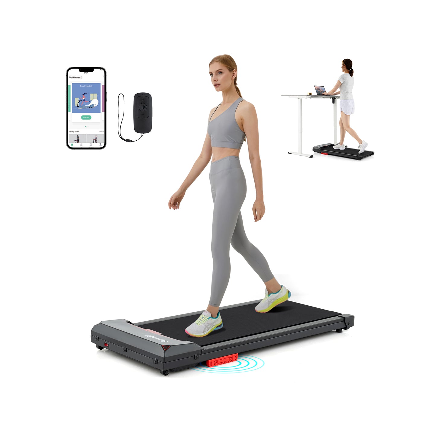 2.5HP Under Desk Treadmill with Remote Control and LED Display-Black Kids Crystal
