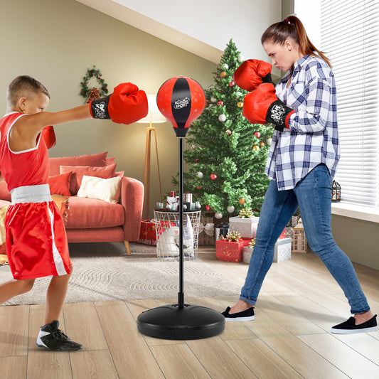 Kids Adjustable Stand Punching Bag Toy Set with Boxing Glove-Black &amp; Red Kids Crystal