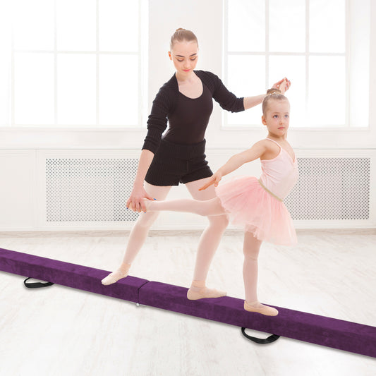 Folding Balance Beam with Solid Wood Base and Anti-slip Bottom-Purple Kids Crystal