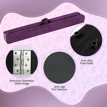 Folding Balance Beam with Solid Wood Base and Anti-slip Bottom-Purple