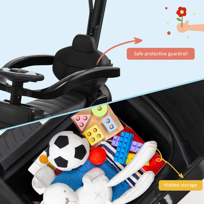 3-In-1 Ride on Push Car Mercedes Benz G350 Stroller Sliding Car with Canopy-Black