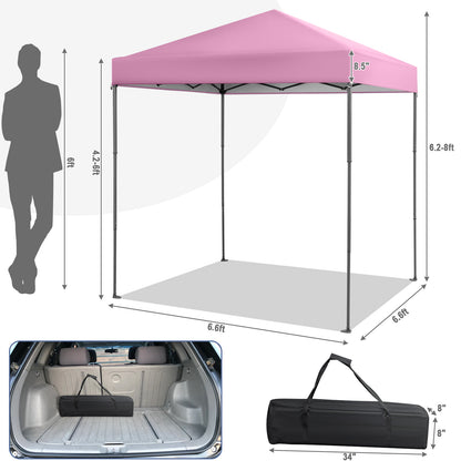 6.6 x 6.6 Feet Outdoor Pop-up Canopy Tent with UPF 50+ Sun Protection-Pink