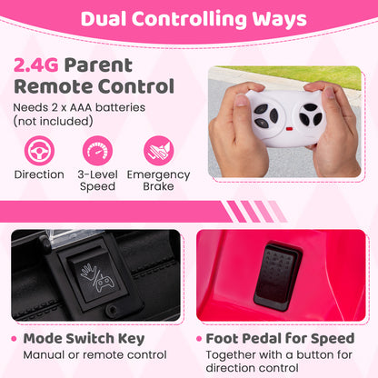 12V Electric Kids Ride on Truck with Remote Control and Music-Pink