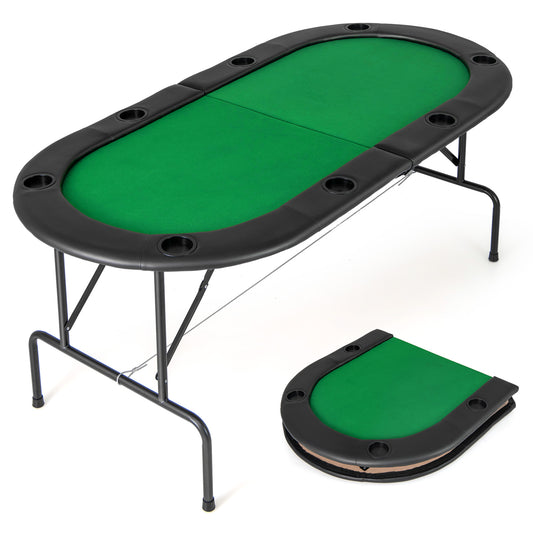 8 Players Texas Holdem Foldable Poker Table-Green Kids Crystal