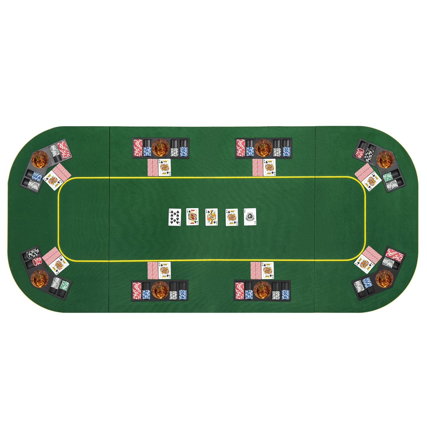 79 x 36 Inch 8-Player Foldable Poker Table Top with Carry Bag and Cup Holders Kids Crystal