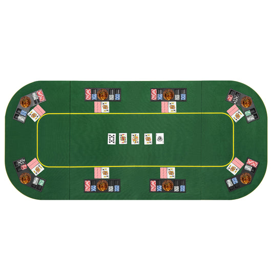 79 x 36 Inch 8-Player Foldable Poker Table Top with Carry Bag and Cup Holders Kids Crystal