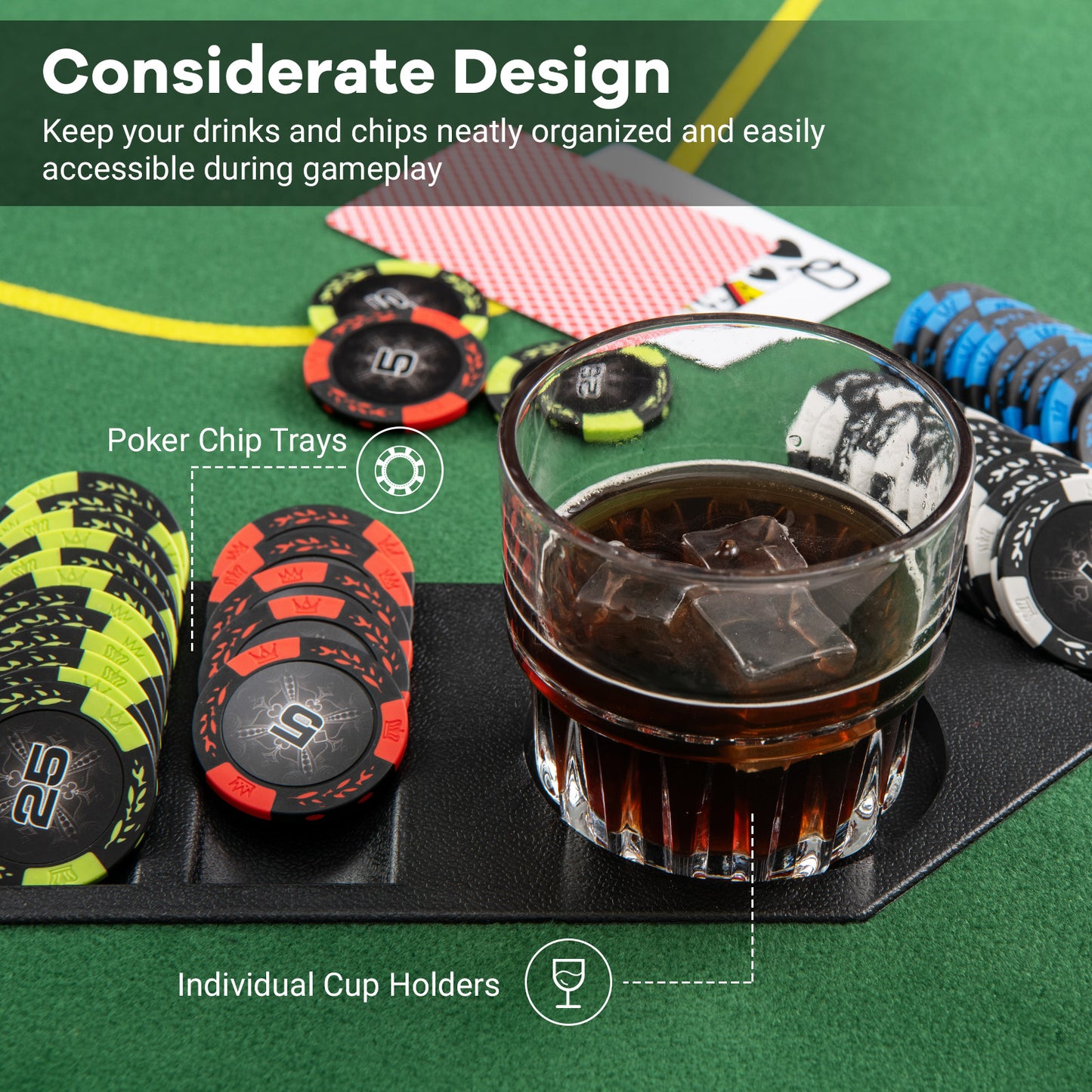 79 x 36 Inch 8-Player Foldable Poker Table Top with Carry Bag and Cup Holders Kids Crystal