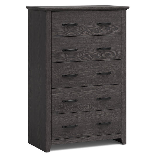 Tall Storage Dresser with 5 Pull-out Drawers for Bedroom Living Room-Gray Kids Crystal