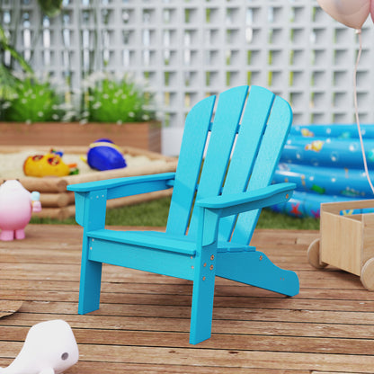 All-Weather HDPE Kid's Adirondack Chair with with High Backrest and Armrests-Turquoise