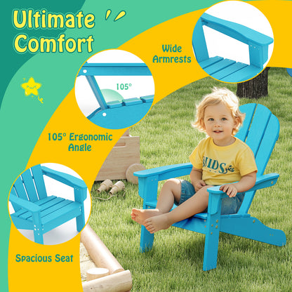 All-Weather HDPE Kid's Adirondack Chair with with High Backrest and Armrests-Turquoise