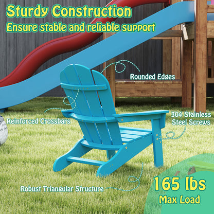 All-Weather HDPE Kid's Adirondack Chair with with High Backrest and Armrests-Turquoise